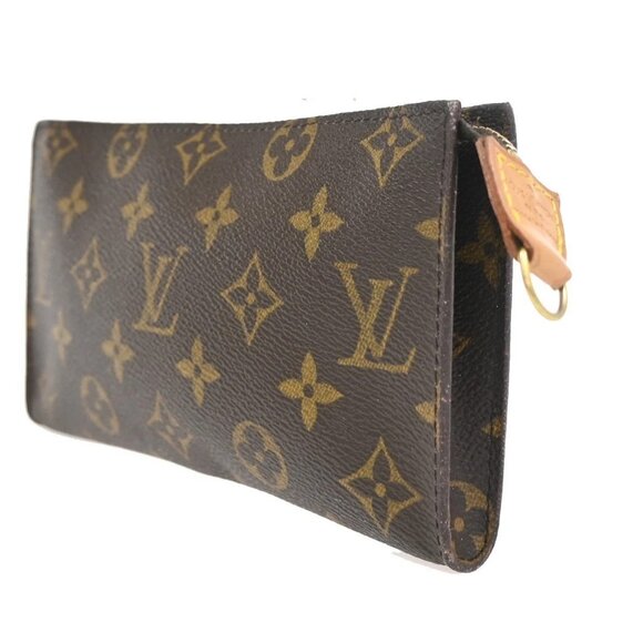 LOUIS VUITTON Logo BUCKET GM Pouch Bag Monogram Leather Brown France 60ZA160 - Picture 2 of 13